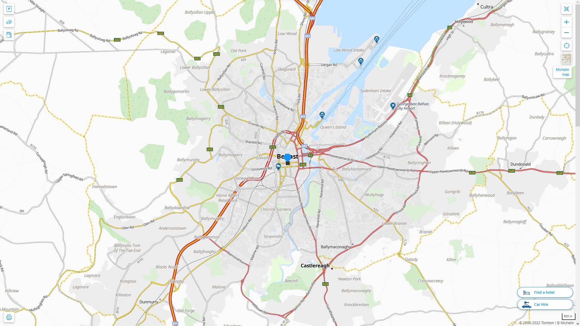 Belfast Irlande Autoroute et carte routiere